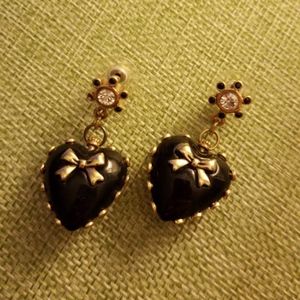 Betsey Johnson black and gold earrings